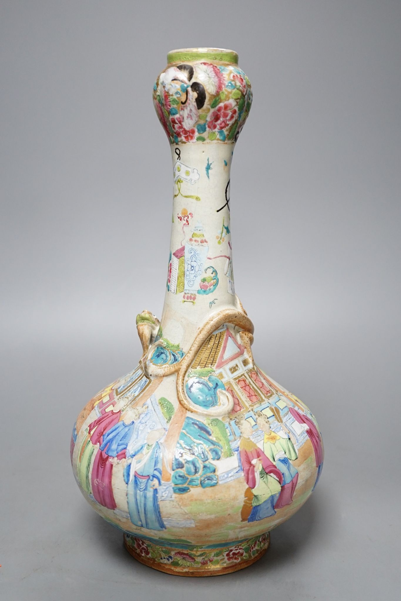 A late 19th century famille rose vase, 34cm